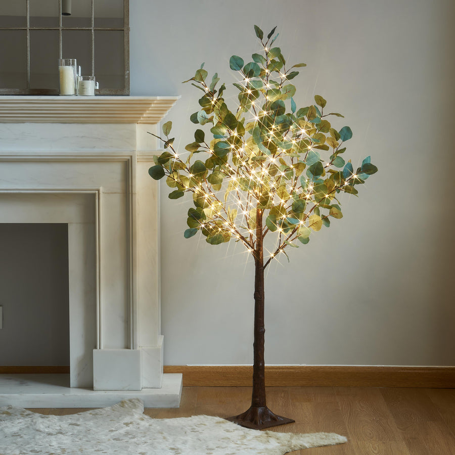 Hairui Lighted Eucalyptus Tree 4FT 160 Warm White LEDs Artificial Greenery with Lights - HAIRUI