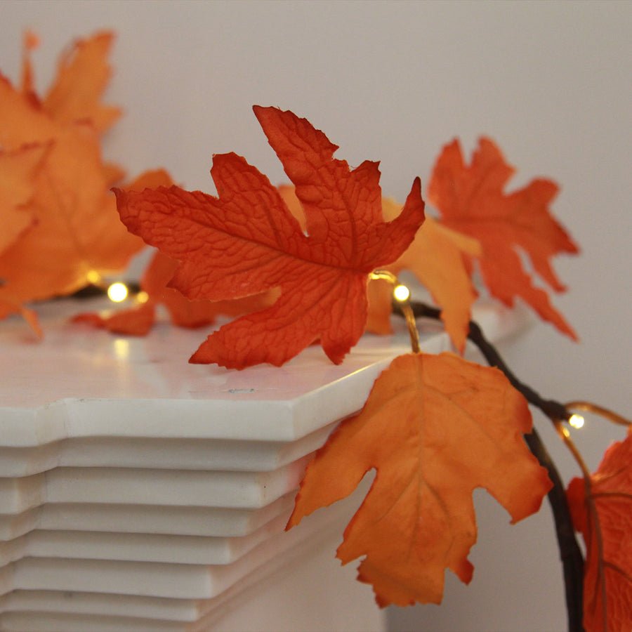 Maple Garland Lights with Timer for Fall Thanksgiving Home Decor
