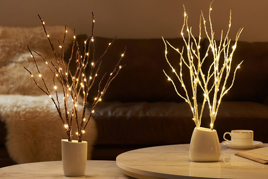 Fudios Lighted Birch Branches 18IN 70 Warm White LED with Timer Battery Operated for Christmas Party Wedding Decoration - HAIRUI