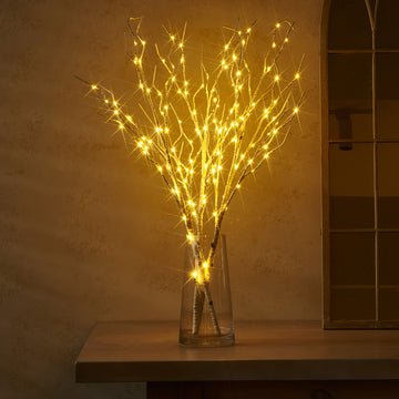 Fudios Branch Lights Plug in with Timer Willow Branches with Lights for Vase Birch Twig 32IN 150 LED Outdoor and Indoor Holiday Party Decor - HAIRUI