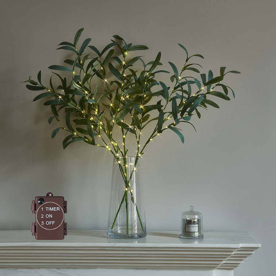 Lighted Olive Tree Branches with Timer Battery Operated