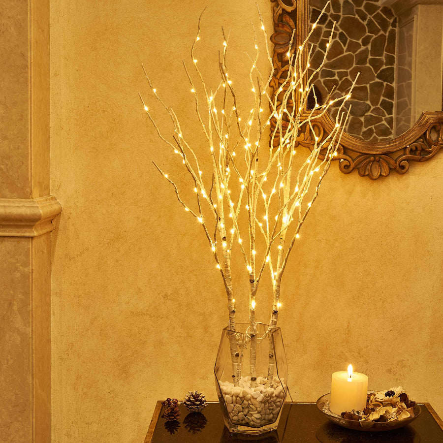 Pre Lit Artificial Twig Birch Branch with Fairy Lights 32IN 150 LED Plug inIndoor Outdoor Use (Vase Excluded) - HAIRUI