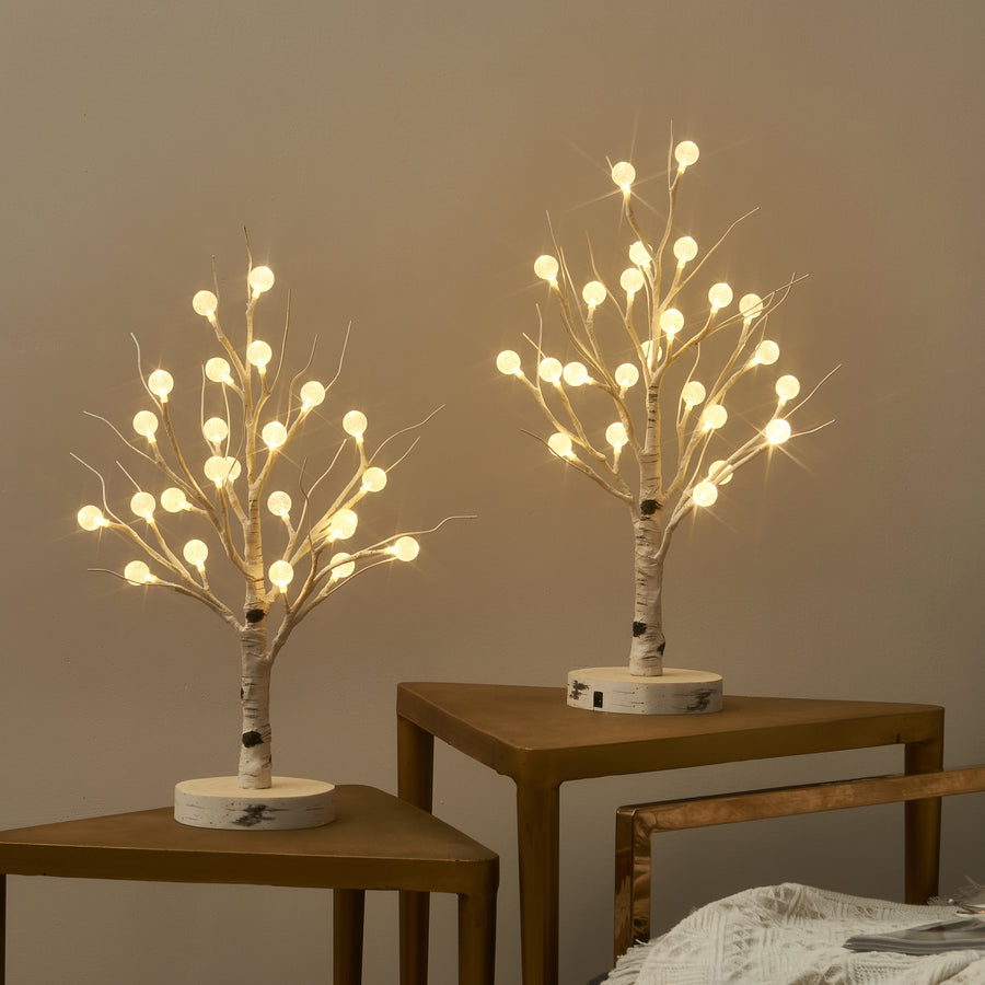 Lighted Tabletop Birch Tree with Timer USB Plug-in and Battery Operated 18IN 24 LED - HAIRUI