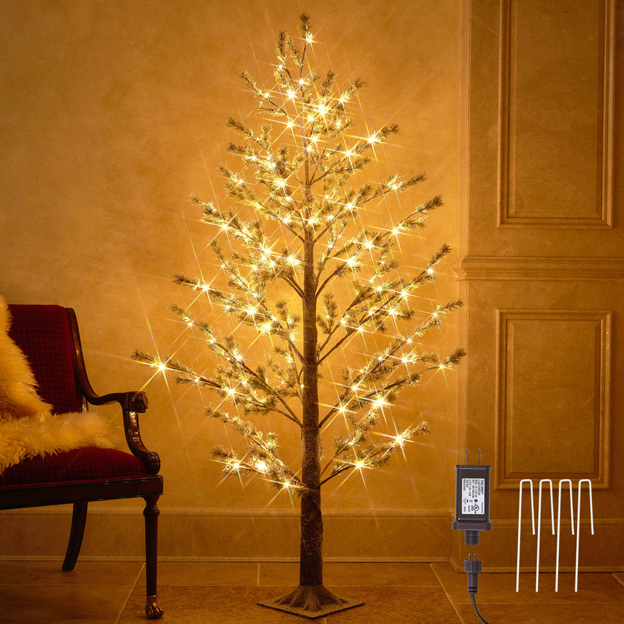 Lighted Prelit Pine Tree for Christmas Indoor Outdoor Decor