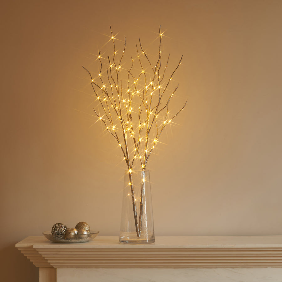 Hairui Lighted Artificial Birch Tree Branch with Fairy Lights 32IN 100 LED Battery Operated for Christmas Home Decoration (Vase Excluded) - HAIRUI