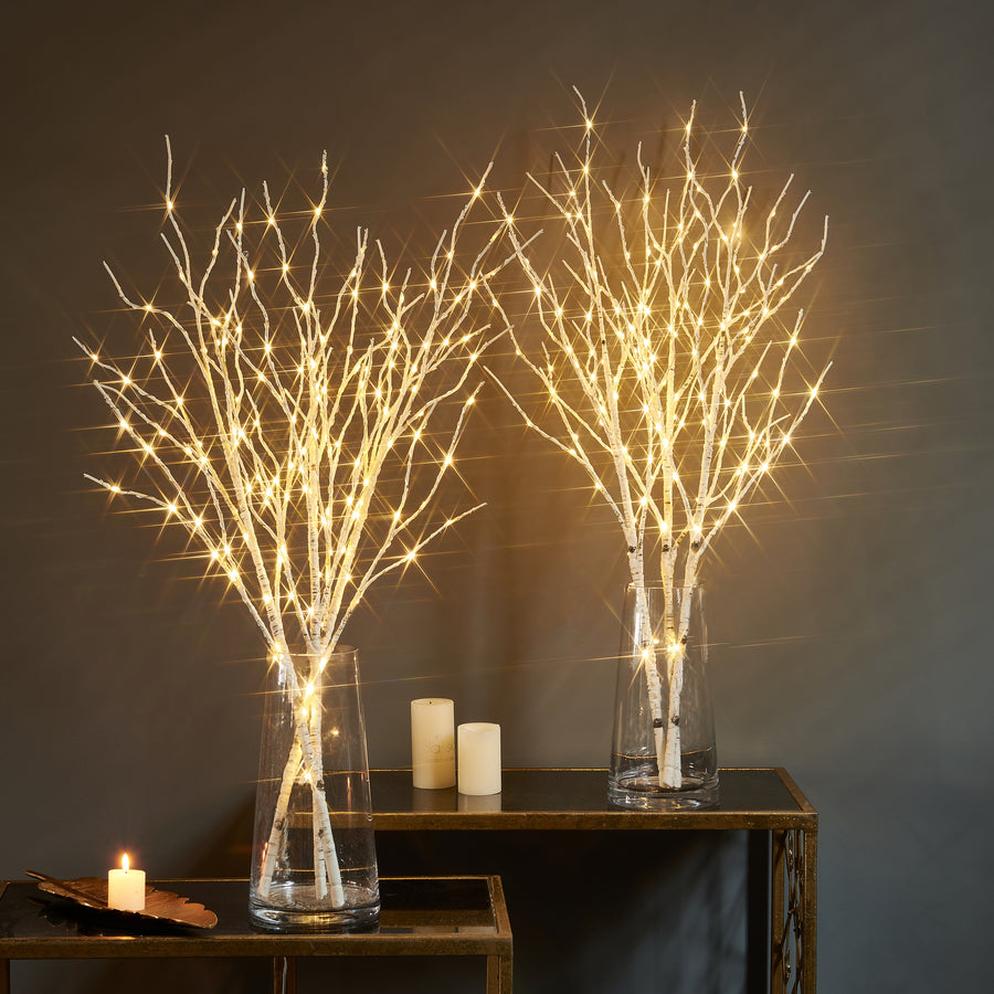 Pre Lit Artificial Twig Birch Branch with Fairy Lights 32IN 150 LED Plug inIndoor Outdoor Use (Vase Excluded) - HAIRUI