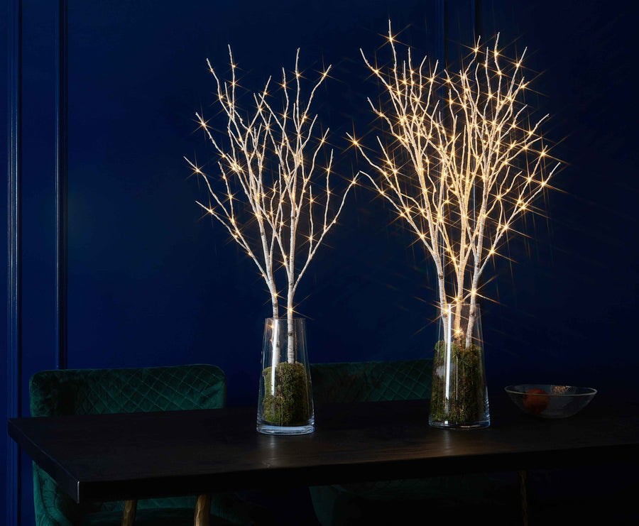 Pre Lit Artificial Twig Birch Branch with Fairy Lights 32IN 150 LED Plug inIndoor Outdoor Use (Vase Excluded) - HAIRUI