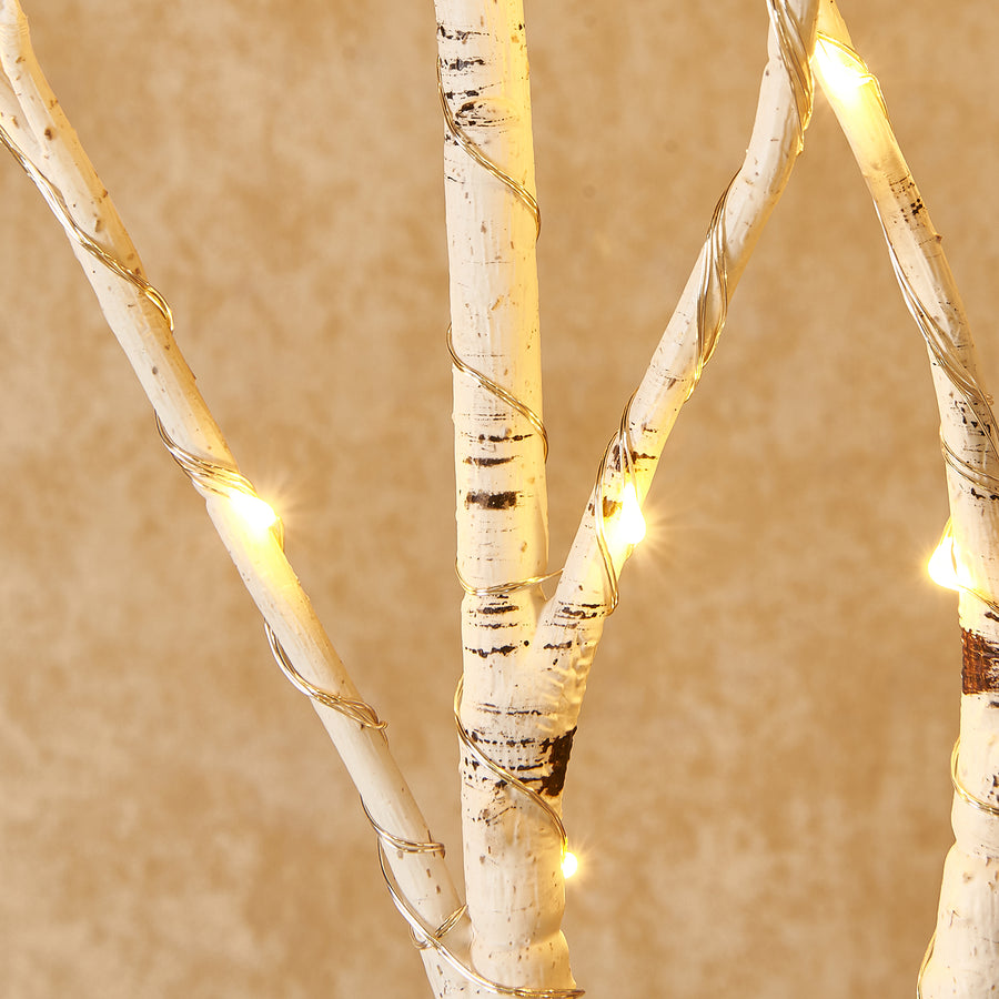 Hairui Lighted Artificial Birch Tree Branch with Fairy Lights 32IN 100 LED Battery Operated for Christmas Home Decoration (Vase Excluded) - HAIRUI