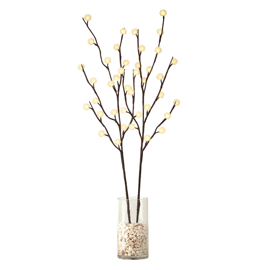 Hairui Lighted Brown Willow Twig Branch with ICY Flowers 39in 40 LED Battery Operated and Plug in (Vase Excluded) - HAIRUI