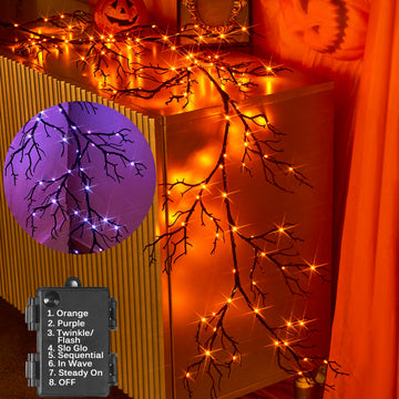 Lighted Halloween Garland 120 Bi-Color Lights