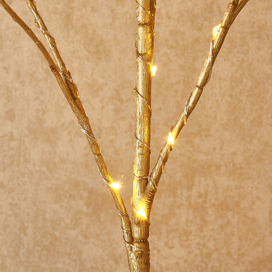 Hairui Lighted Artificial Golden Twig Tree Branch with Fairy Lights 32in 100 LED Battery Operated for Christmas (Vase Excluded) - HAIRUI