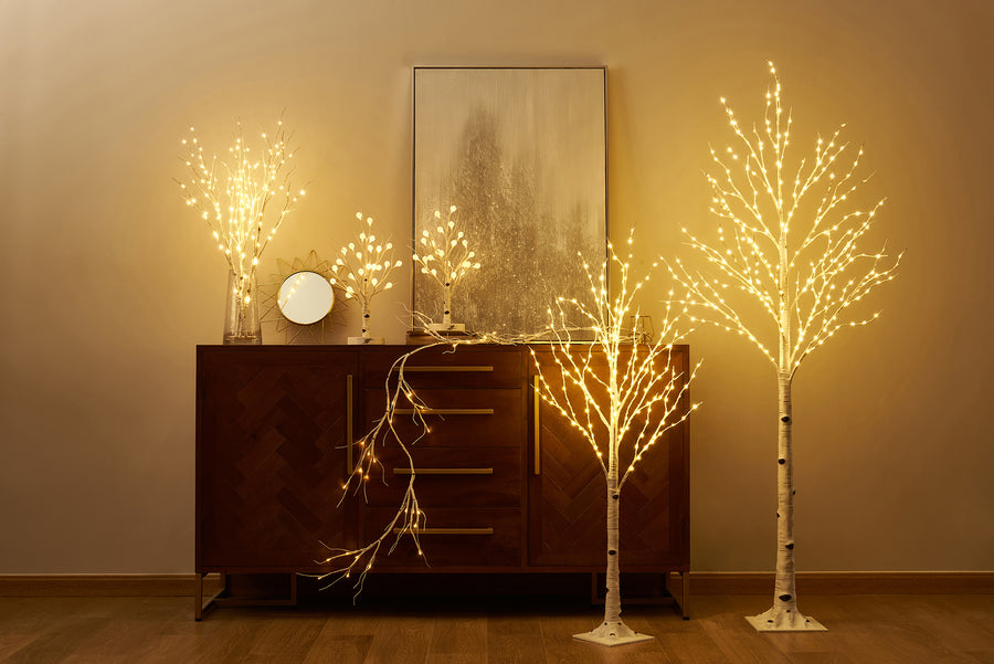 Hairui Lighted Birch Garland 6FT 48 LED Battery Operated with Timer - HAIRUI