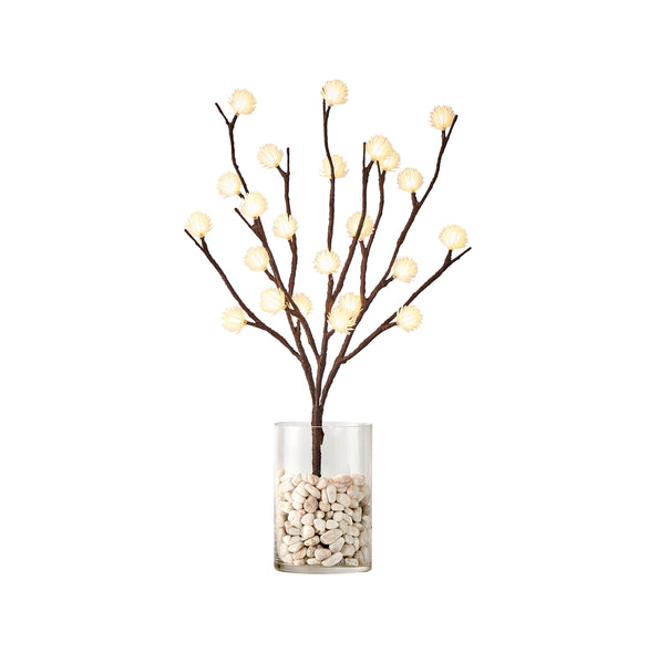 Lighted Twig Willow Branch with ICY Flowers 18in 24 LED Battery Operated - HAIRUI