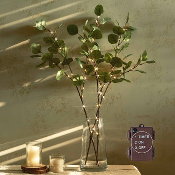 Lighted Eucalyptus Branches for Wedding Christmas Home Decor