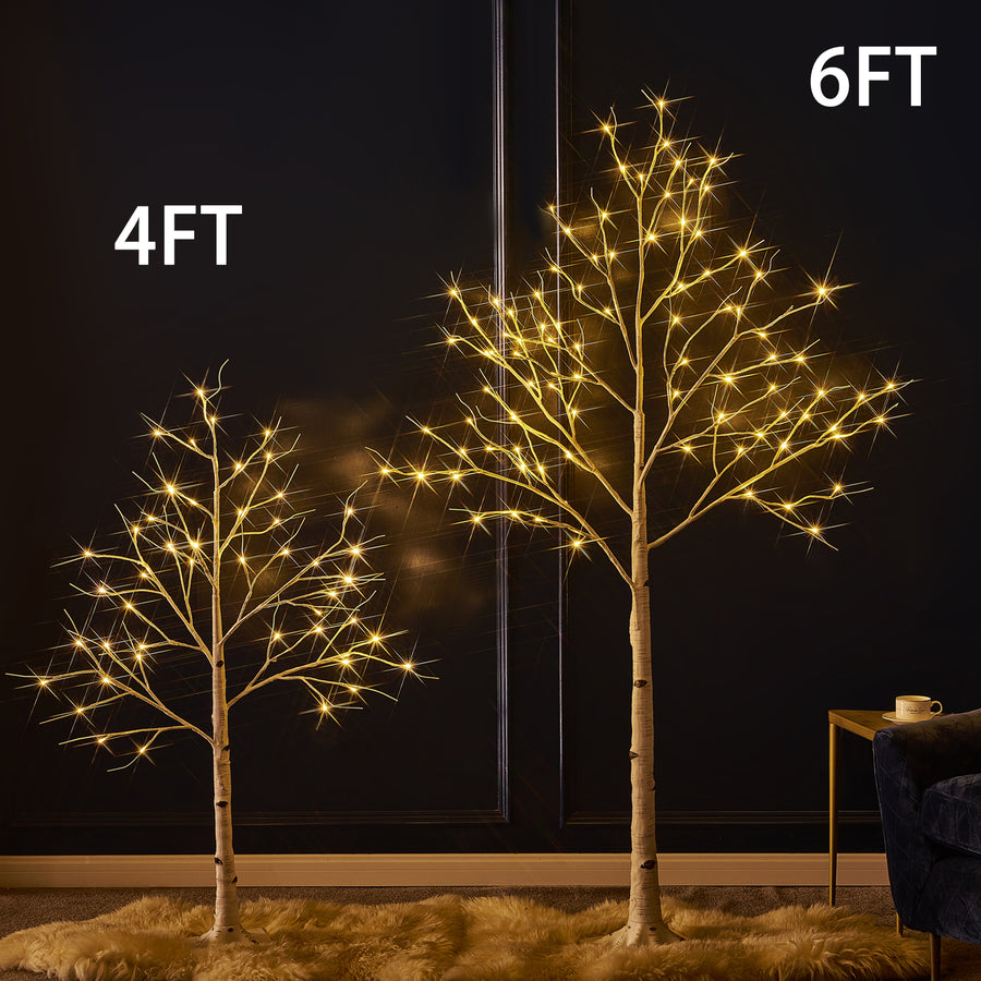 Fudios Lighted Birch Trees for Decoration 6FT Light up 96 LED Faux Birch Tree Plug in Artificial White Christmas Decor Lights for Home Xmas Wedding Party Gift Outdoor