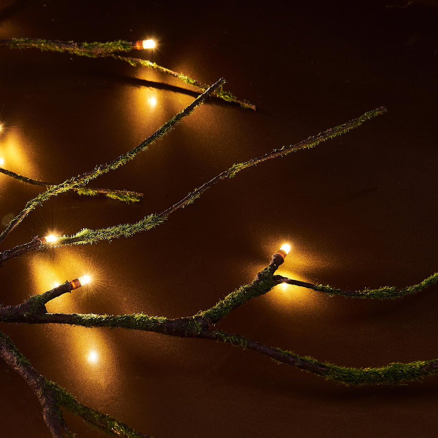 Hairui Mossy Garland Lights 6FT 48 LED Battery Operated Lighted Twig Vine with Timer for Outdoor Use - HAIRUI