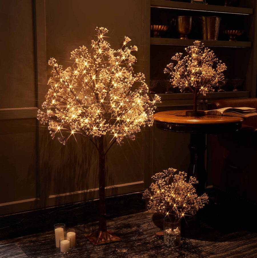 Lighted Gypsophila Tree 4FT 90 LED Artificial Baby Breath Flowers with Lights Plug in - HAIRUI