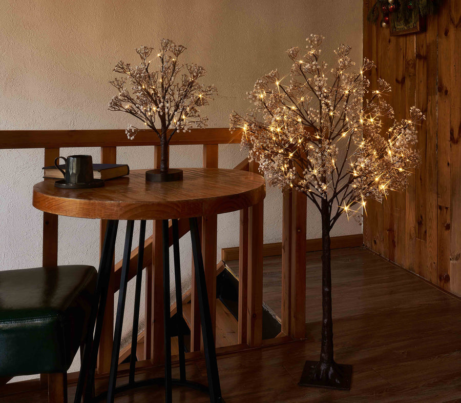 Lighted Gypsophila Tree 4FT 90 LED Artificial Baby Breath Flowers with Lights Plug in - HAIRUI