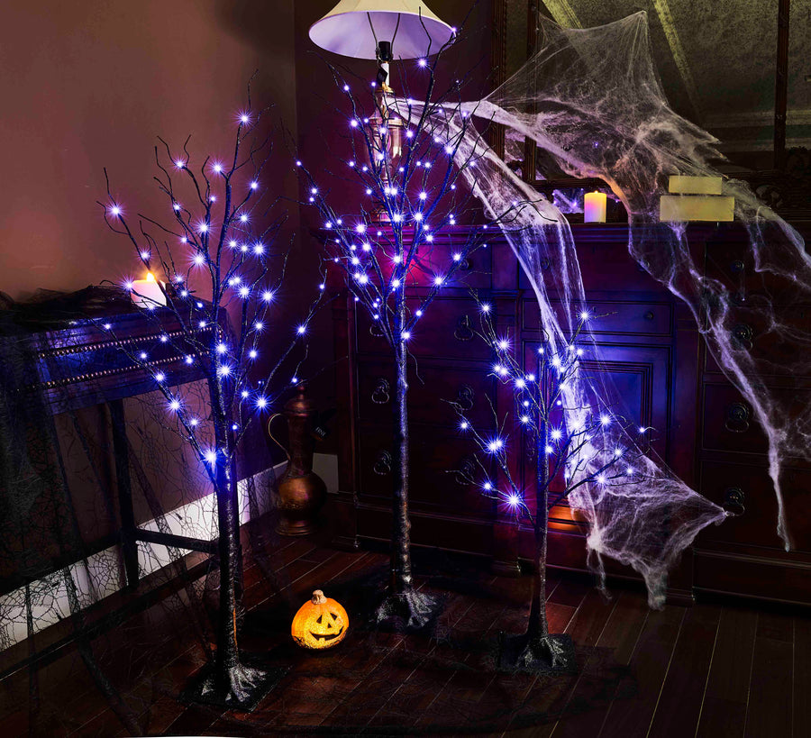 Lighted Halloween Tree Black Glittered 4FT Wholesale Custom