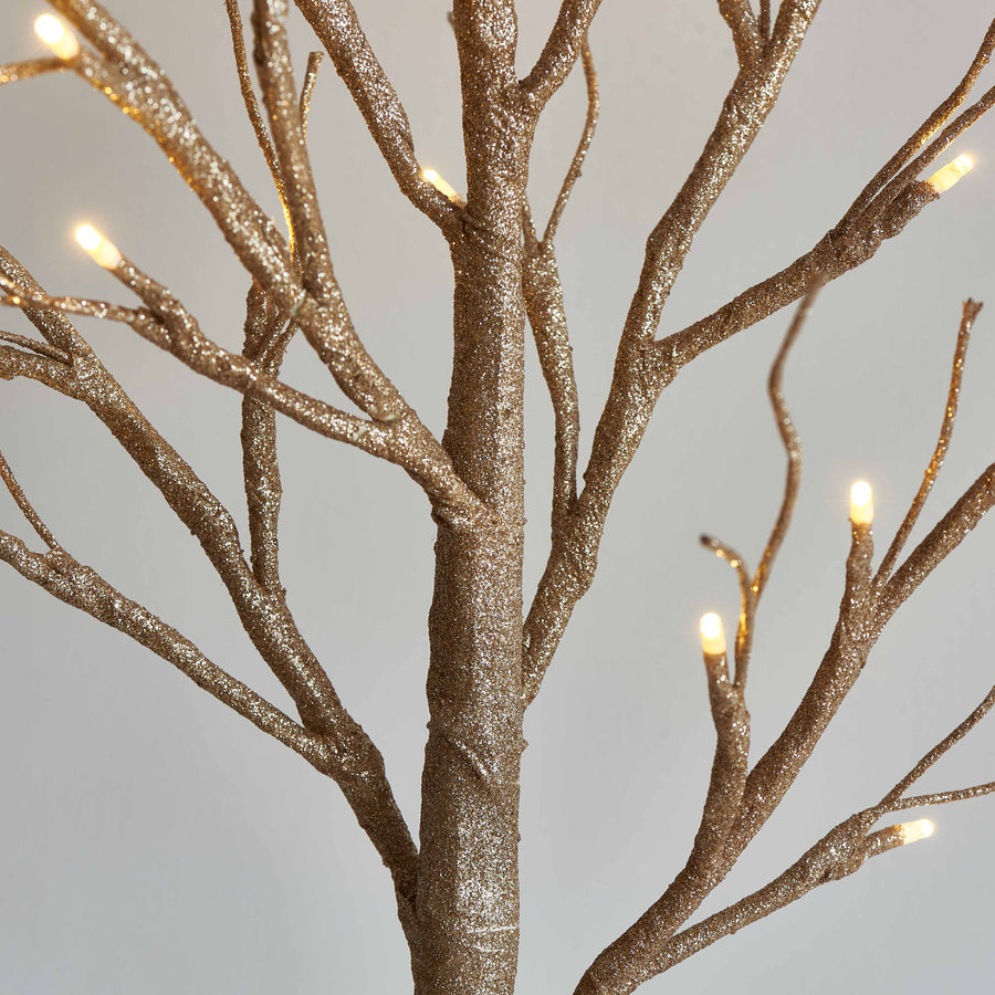LED Tabletop Tree with Lights Champagne Glittered 18IN Wholesale Custom