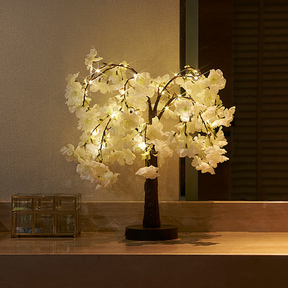 Lighted Cherry Blossom Tree White 18IN Wholesale Custom