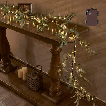 Hairui Lighted Olive Garland 6FT Battery Operated with Timer