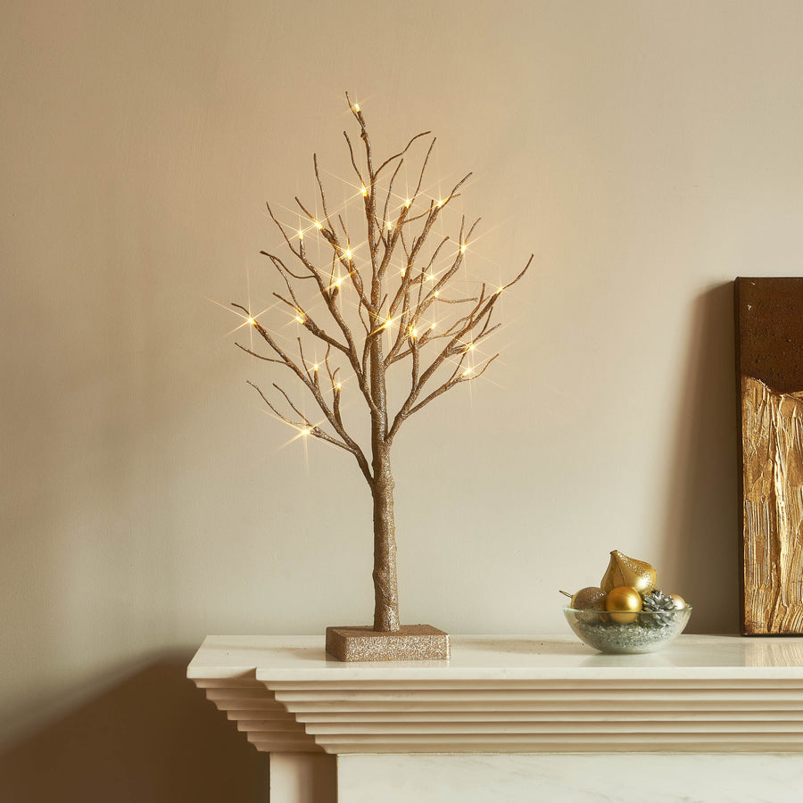 Lighted Tree Champagne Glittered 24IN Wholesale Custom