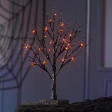 Lighted Halloween Tree 24 Orange Lights 18IN