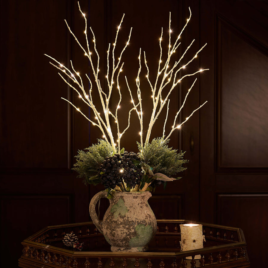 Lighted Twig Birch Tree Branches with Timer Battery Operated 100L 32in