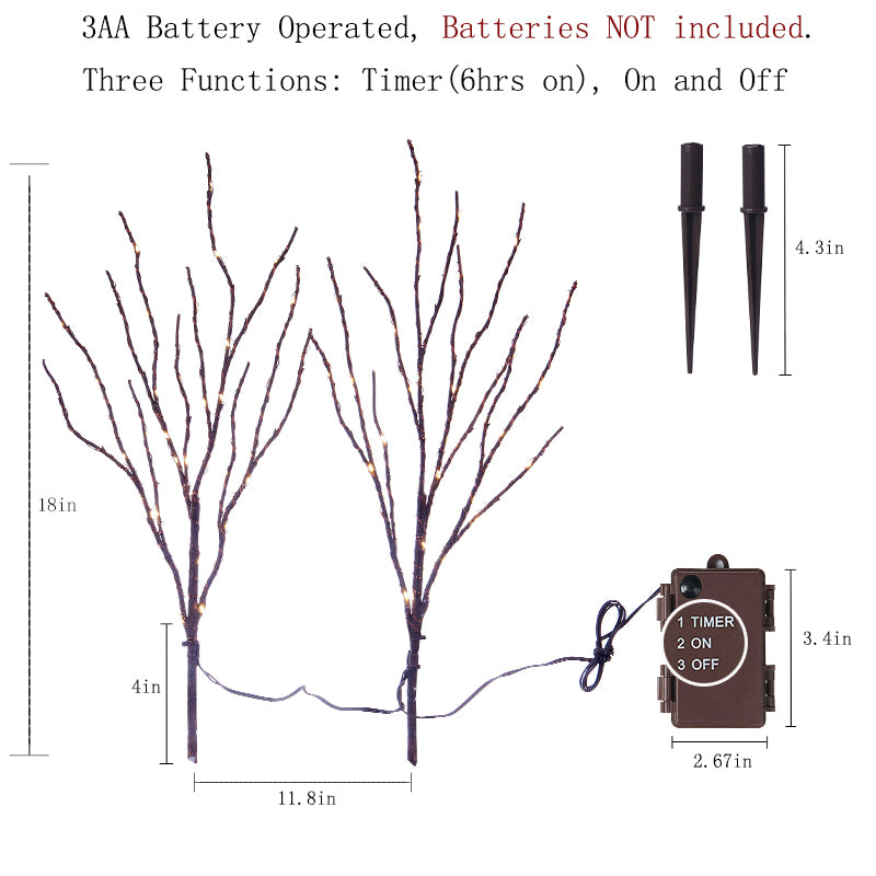 Hairui Lighted Brown Branches Battery operated with Timer