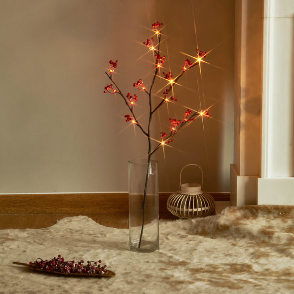 LED Branch Lights with Red Berry Wholesale Custom