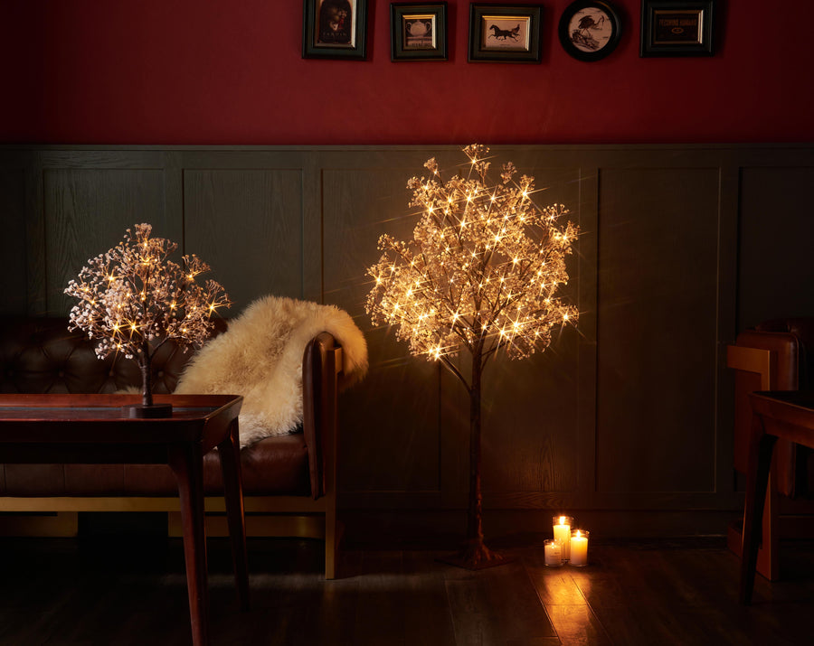 Lighted Gypsophila Tabletop Tree with Timer for Indoor Decor