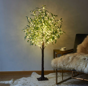 Hairui Lighted Olive Tree 4FT 160 Warm White LEDs Artificial Greenery with Lights - HAIRUI