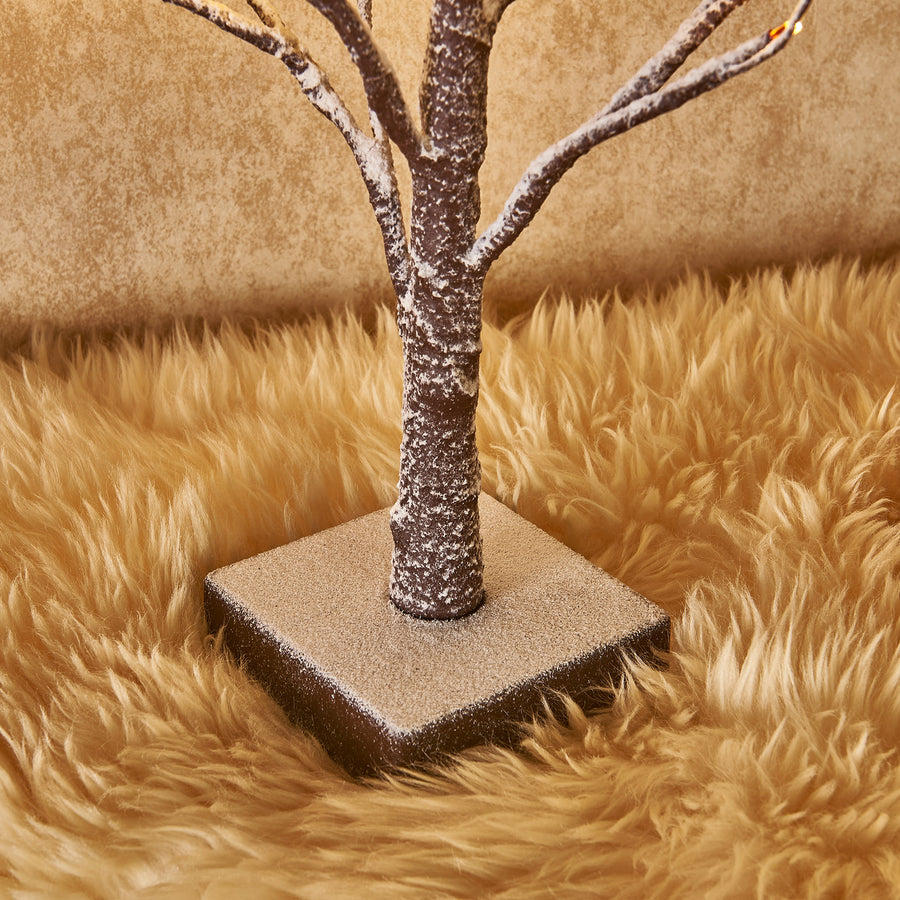 Hairui Small Tree Lights Flocked 24LED 18in Pre Lit Tabletop Tree with Timer Battery Operated - HAIRUI