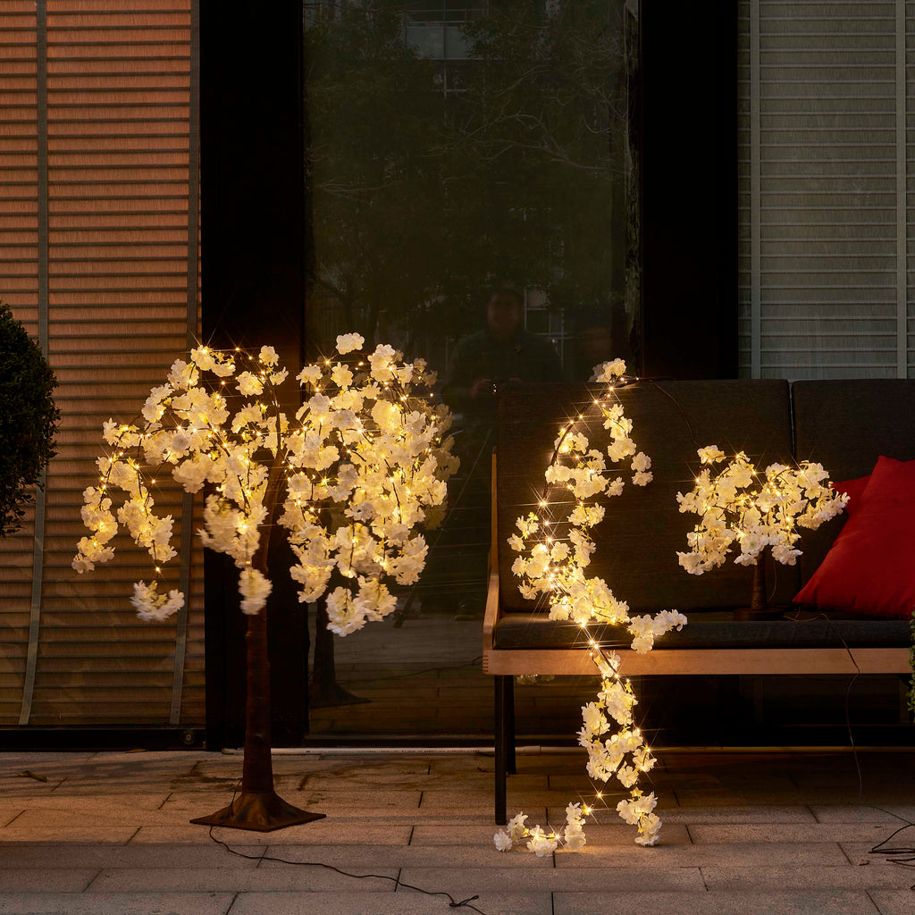 White Cherry Blossom Tree Lights Battery Operated or USB Plug In with ...