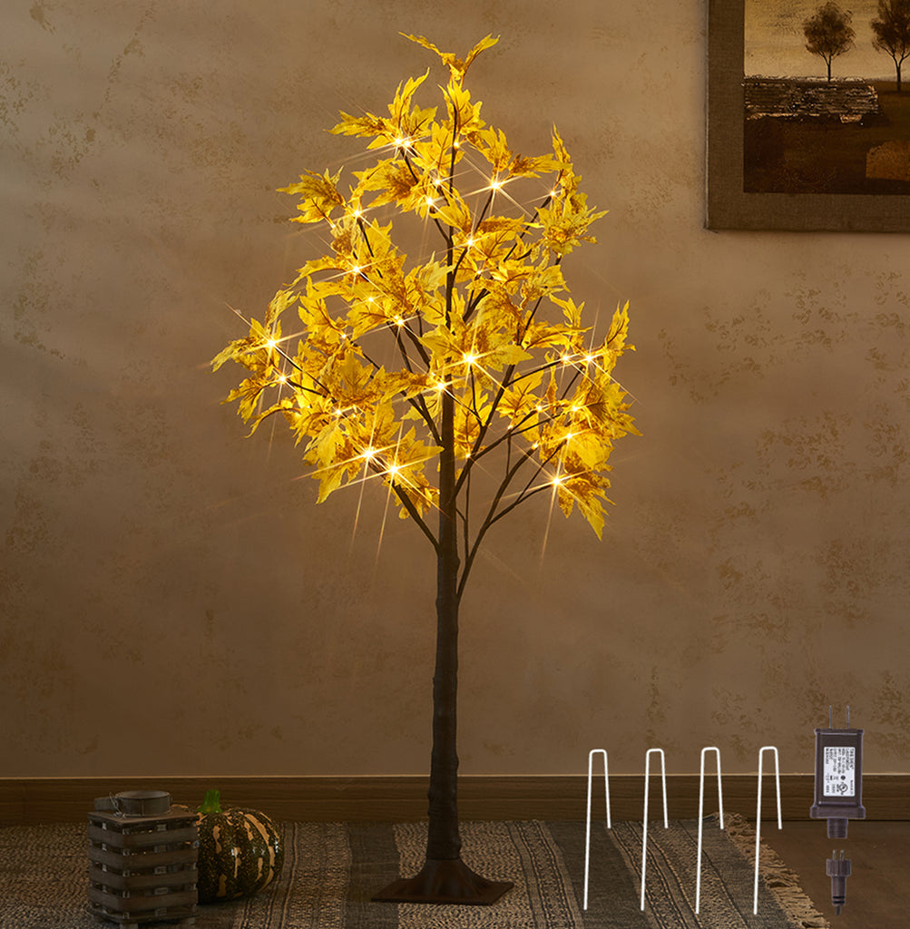 Lit Fall Tree Fall Tree with Lights 4FT for Indoor Outdoor Home Thanksgiving Decor ...