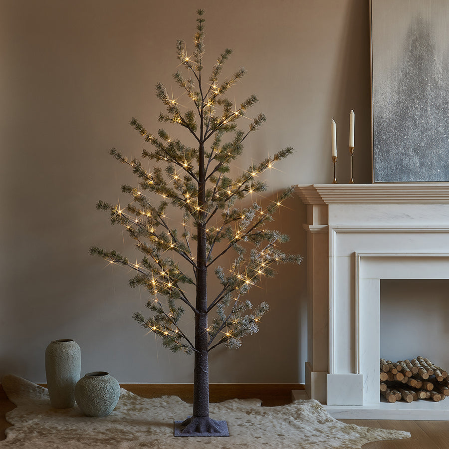 Lighted Prelit Pine Tree for Christmas Indoor Outdoor Decor