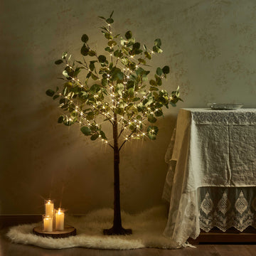 Hairui Lighted Eucalyptus Tree 4FT 160 Warm White LEDs Artificial Greenery with Lights - HAIRUI