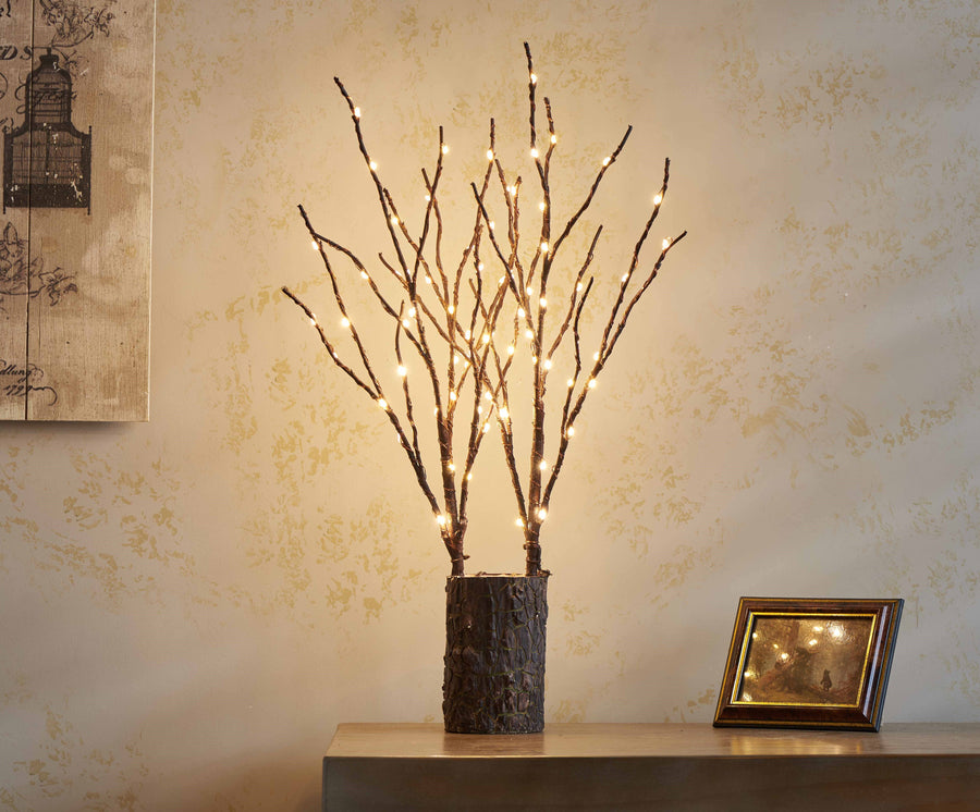  Lighted Branches 18IN 70 Warm White LED with Timer Twig Lights Battery Operated - HAIRUI