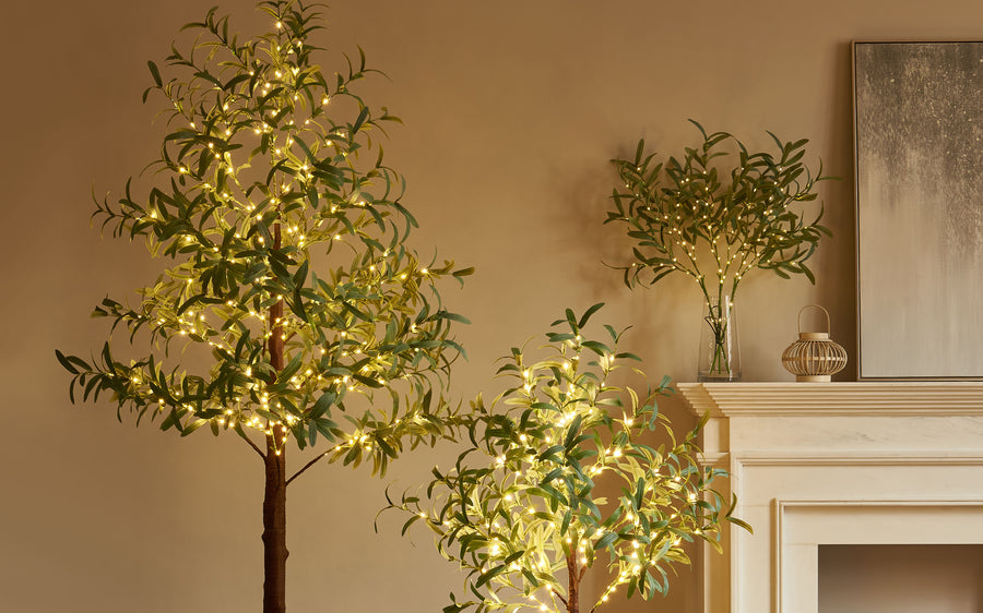 Lighted Olive Tree Branches with Timer Battery Operated