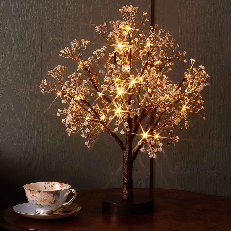 Fudios Lighted Small Tabletop Gypsophila Tree Battery Operated with Timer 18in 30 Warm White LED Artificial Twig Tree Lights for Wedding Party Christmas Decoration Indoor Use - HAIRUI